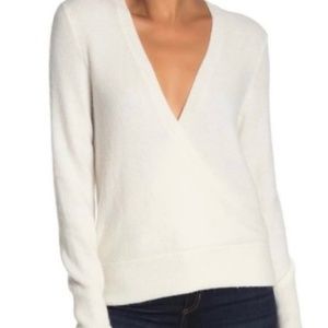Madewell XS Wrap Cross Long Sleeve Knit Sweater in White
